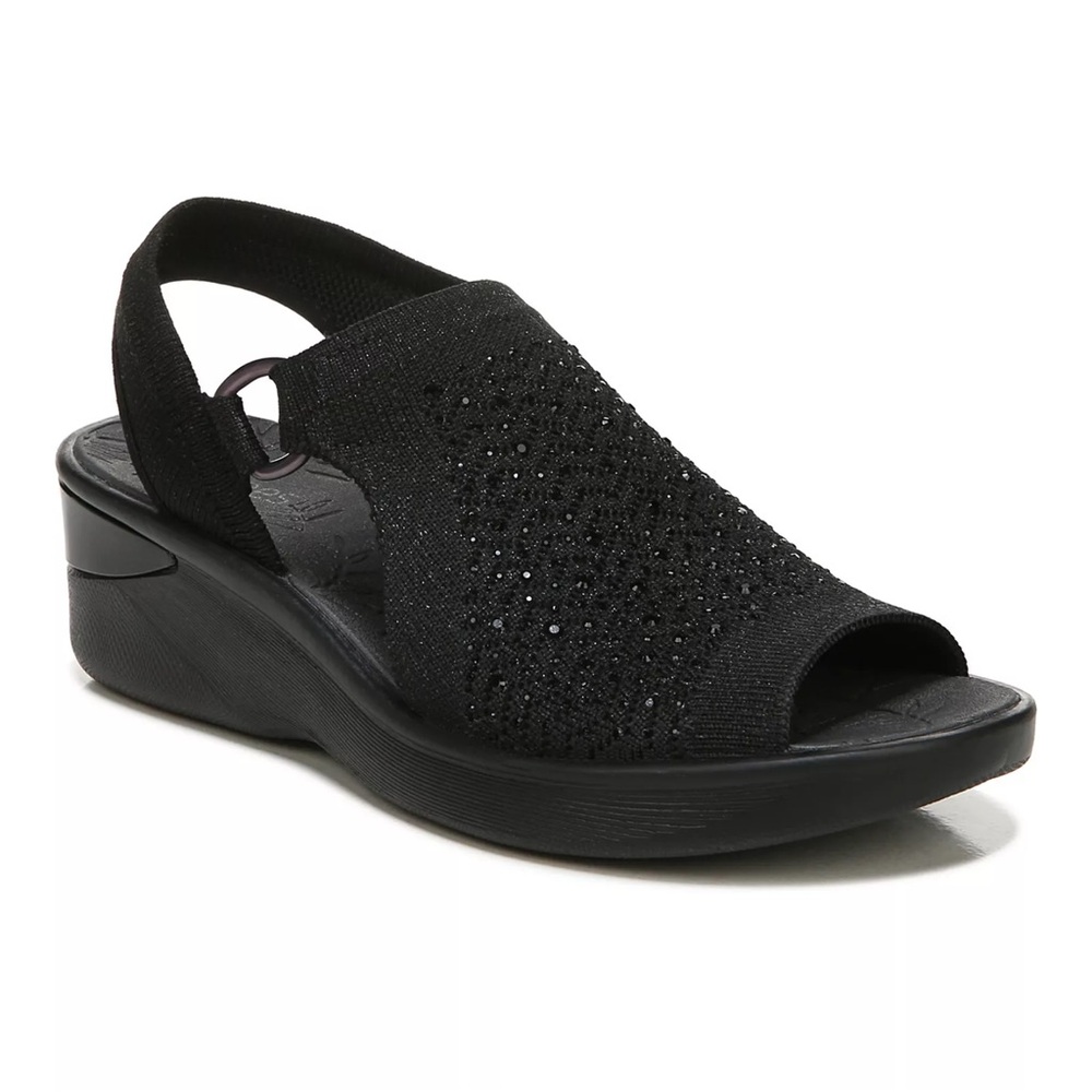 Bzees Black Slingback Sparkle Sandals with Cushioned Comfort Size 10